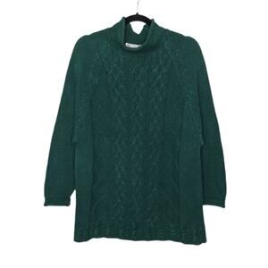 Vintage Jantzen Chunky Thick Cable Knit Sweater Green Medium Shirt Vtg